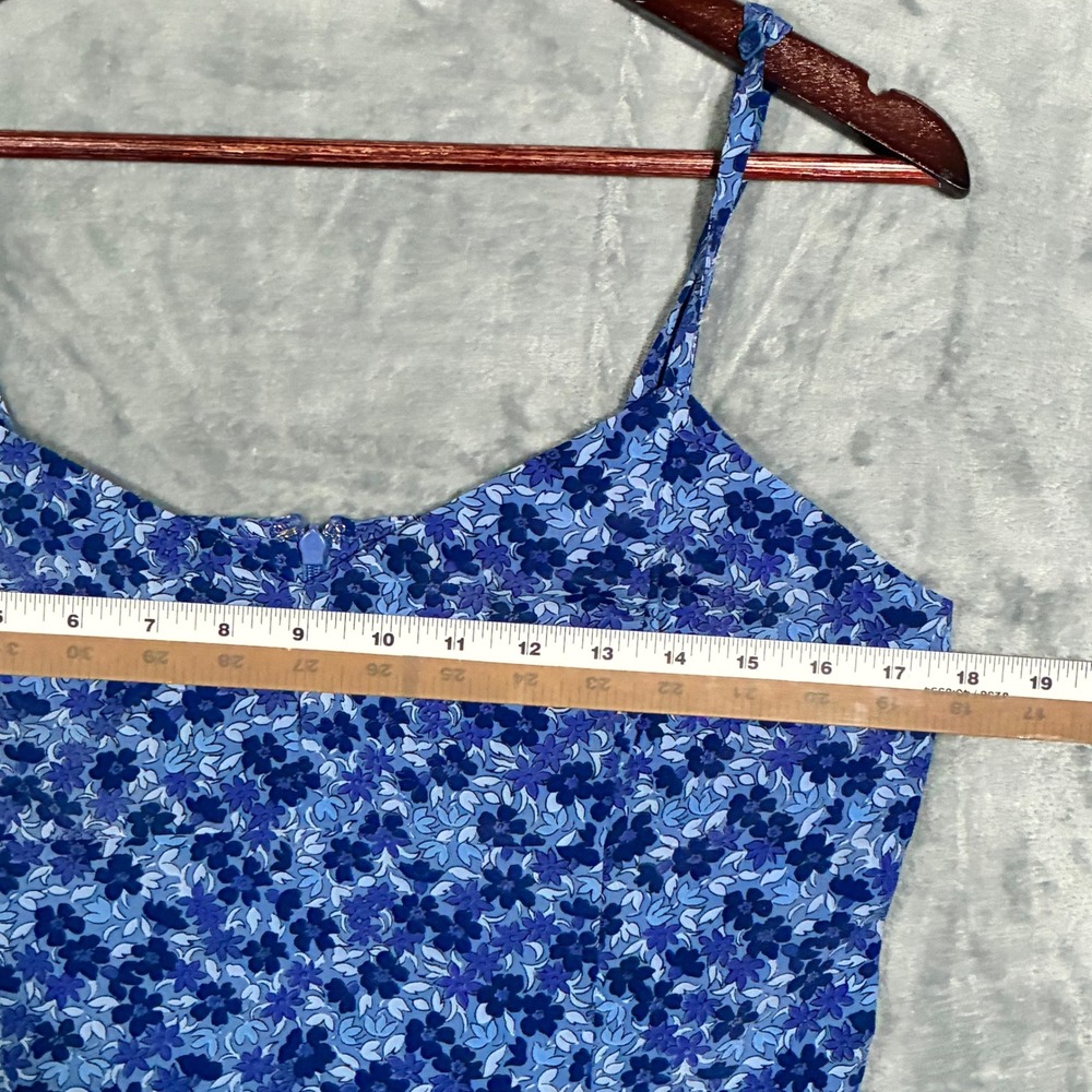 VTG Express Blue Floral Print Spaghetti Strap Romper Women's Size 9/10 - Picture 8 of 9
